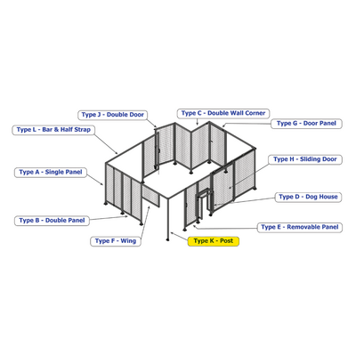 K1-2400-ZFA GUARDING POST 45 MM WIDE X 45 MM DEEP X 2400 MM TALL